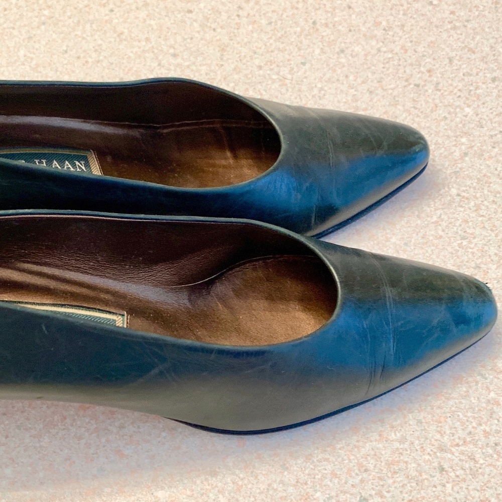 Vintage Women Cole Haan high heel shoes, 2", Hunter Green, Real leather, 7AA